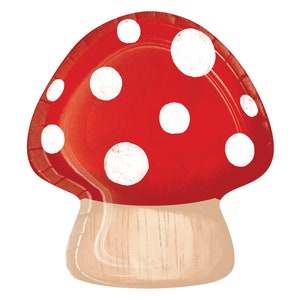 Red Toadstool Plates- Large Mushroom Plates, Woodland Plates, Woodland Party, Gnome Birthday, Toadstool Plates