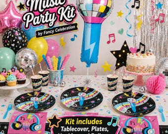 Music Party Kit: Rockstar, Birthday, Karaoke Celebration, DJ Party, Choir and Band Party Supplies