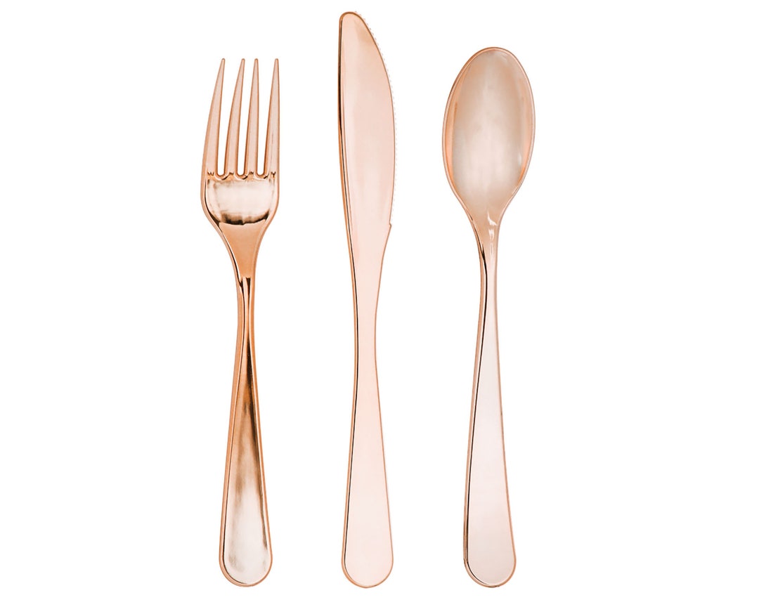 Metallic Rose Gold Silverware/ Rose Gold Silverware/ Rose Gold Etsy