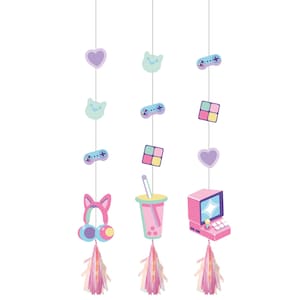 女の子のゲーマーセンターピース - ピンクのゲームオンセンターピース、ビデオゲームの誕生日、ゲーマーの誕生日のデコレーション、ゲームの誕生日パーティー