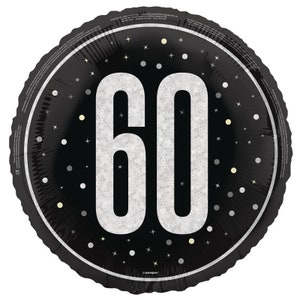 Glitzy Black 60th Mylar Balloon