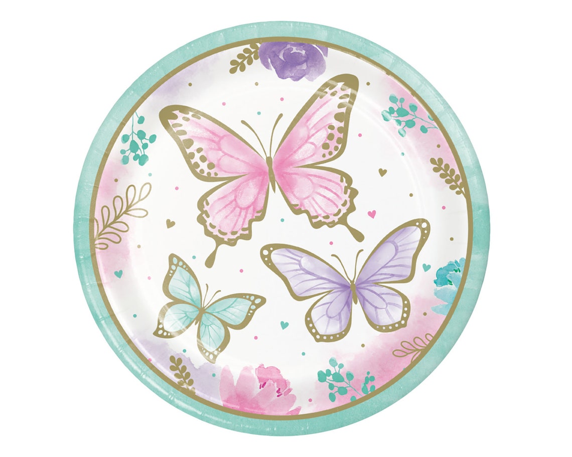 Butterfly Party Plates Large Butterfly Plates Butterfly Baby Etsy