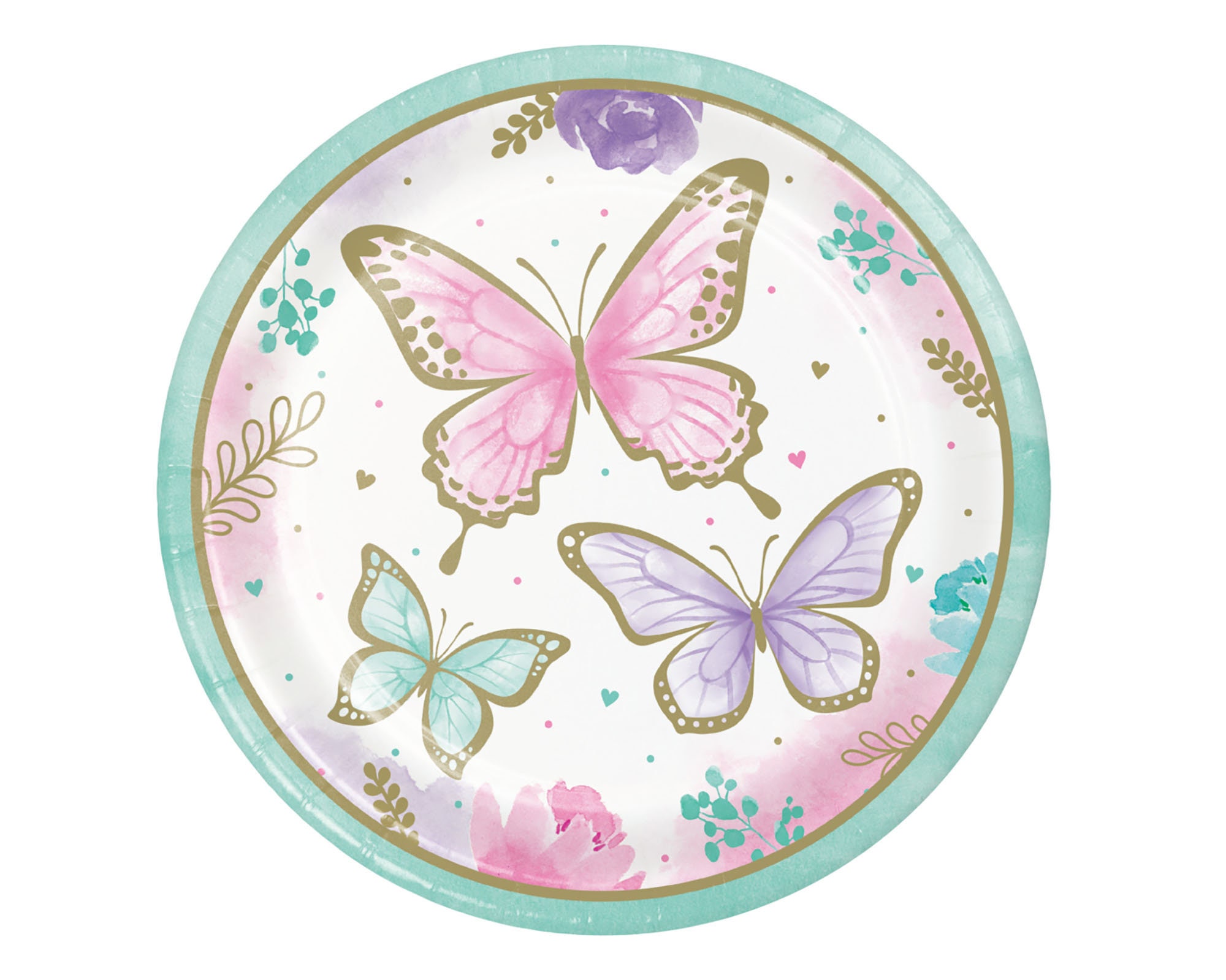 Butterfly Party Plates Large Butterfly Plates Butterfly Baby Shower Butterfly Birthday Pastel Butterfly Gold Butterfly