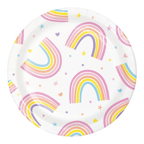 Pastel Rainbow Party Plates Pastel Birthday Plates Pastel Etsy