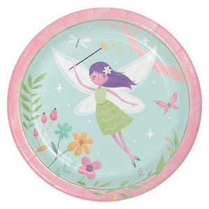 Fairy Party Plates- Fairy Birthday Large Plates, Fairy First Birthday, Fairy Party Decorations, Fairy Paper Plates, Woodland Fairy