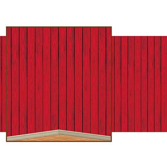 Xl Red Barn Siding Backdrop Scene Setter Western Party Back Etsy