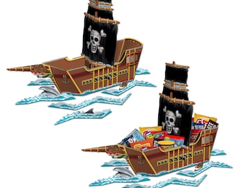 Centros de mesa para fiestas piratas/Decoración de mesa con barco pirata/Decoraciones para fiestas piratas/Cumpleaños piratas/Decoración de mesa para cumpleaños piratas