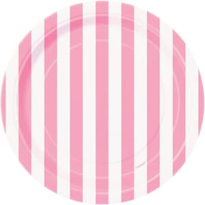 Striped Pink Carnival Plates/ Carousel Party Plates/ Carousel Baby Shower Plates/ Carousel Birthday Party Plates/ Pastel Carnival Party