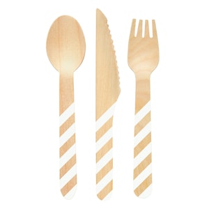 Wooden Cutlery Set- Neutral Cutlery Set, Wooden Cutlery, Wood Cutlery, Botanical Cutlery