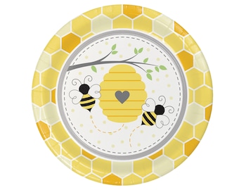 Bee Party Large Plates / Bee Party Plates / Bee Plates / Bumble Bee Baby Shower