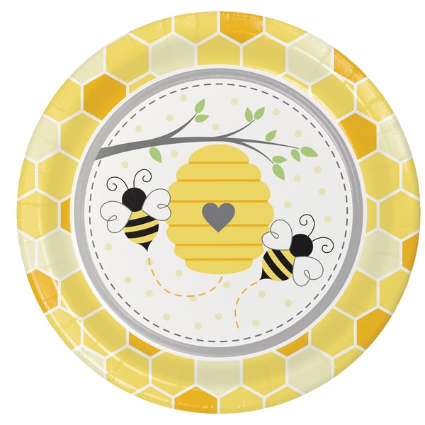 Bee Party Large Plates / Bee Party Plates / Bee Plates / Bumble Bee Baby Shower