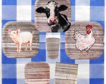 Pig Party Plates Farm Party Plates Pig Plates Barnyard Etsy 日本