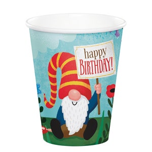 Enchanted Forest Cups- Gnome Paper Cups, Woodland Cups, Woodland Party, Gnome Birthday, Gnomes and Fairies