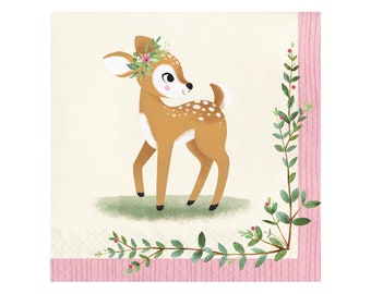 Deer Party Napkins- Large Deer Napkins, Deer Baby Shower, Deer Birthday, Deer First Birthday, Deer Napkins, Our Little Deer is One Napkins