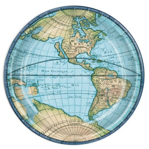 World Party Plates- Globe Plates, Adventure Plates, Globe Plates, Map Plates, World Party Decoration