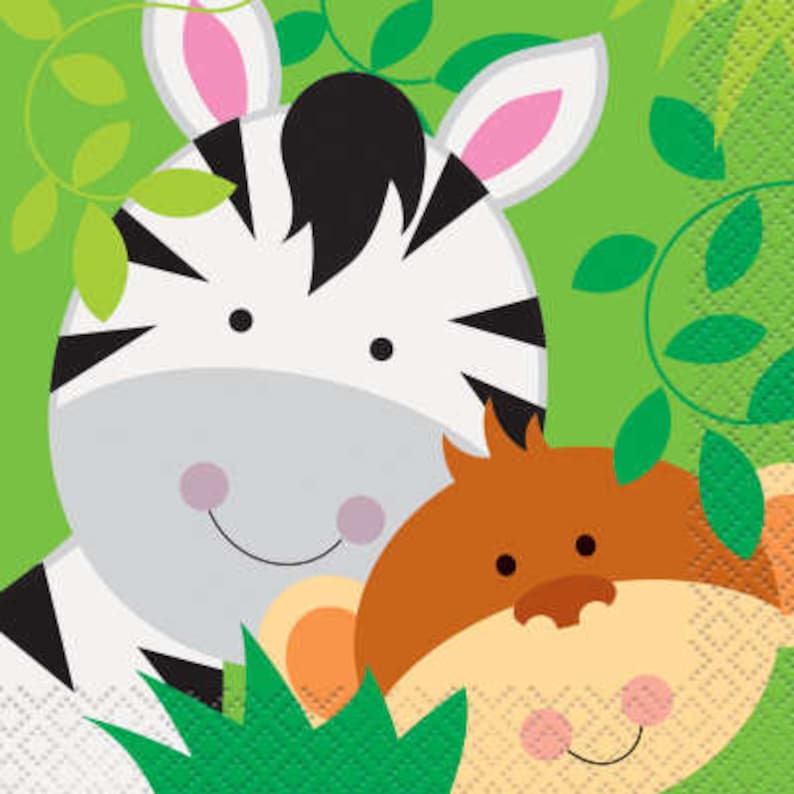 Jungle Animals Beverage Napkins / Safari Napkins / Jungle Etsy