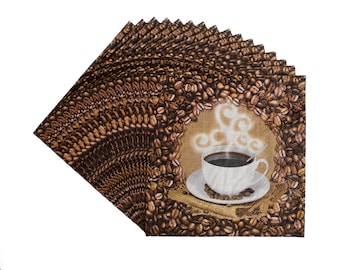 Coffee Paper Napkins- Coffee Party Napkins, Coffee Napkins, Love is Brewing, Coffee Bean Napkins, Coffee Party Supplies