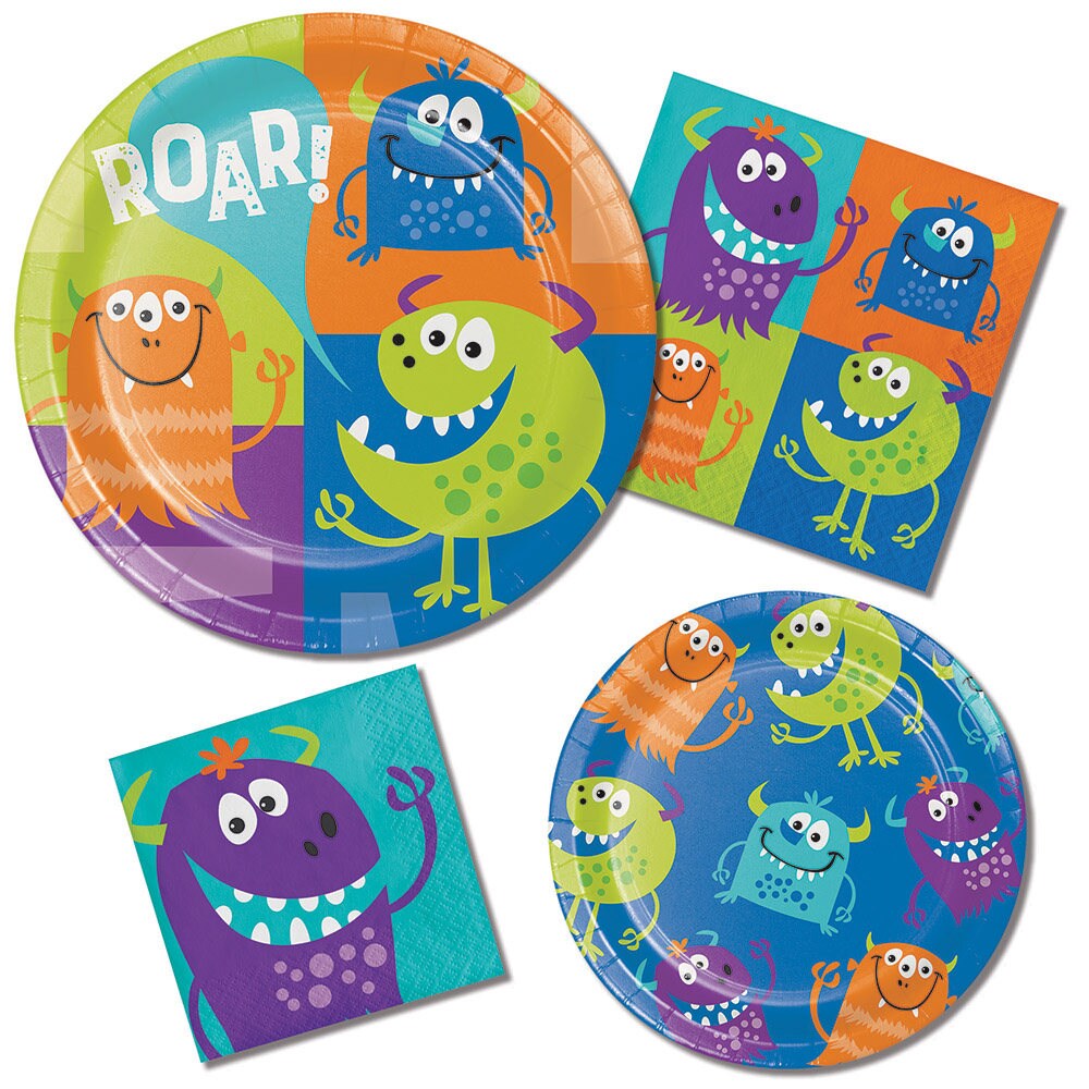 Monster Birthday Party Plates/ Monster Party Plates/ Monster Etsy