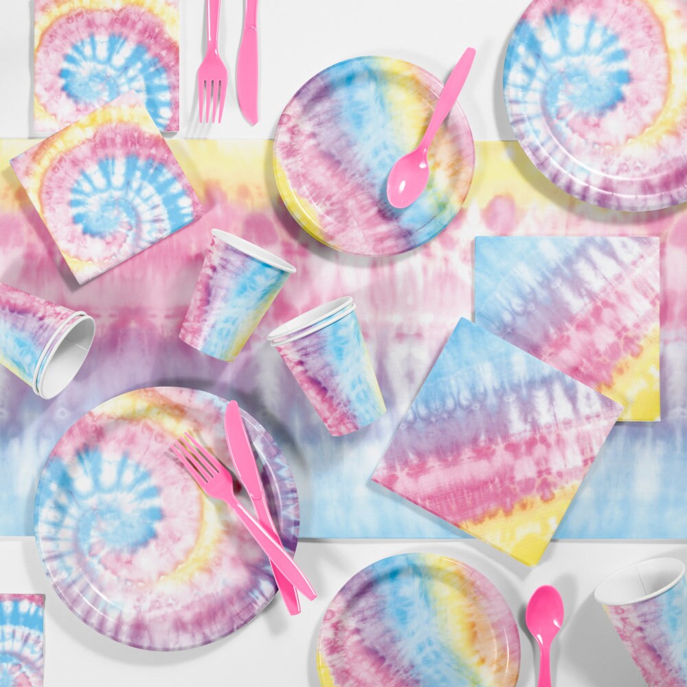 Tie Dye Party Dinner Plates Tie Dye Birthday Party Decorations Party Supplies Girl Birthday Groovy Party 60s Party Kids Party