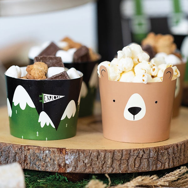 Bear Party Treat Cups- Bear Baby Shower, Bear Birthday, Adventure Party Treat Cups, Bear Treat Cups, Two Wild, Wild One