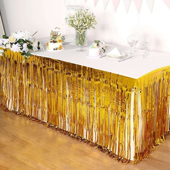 Gold Fringe Table Skirt- Gold Party Decoration, Gold Baby Shower, Gold  Birthday, Gold Decoration