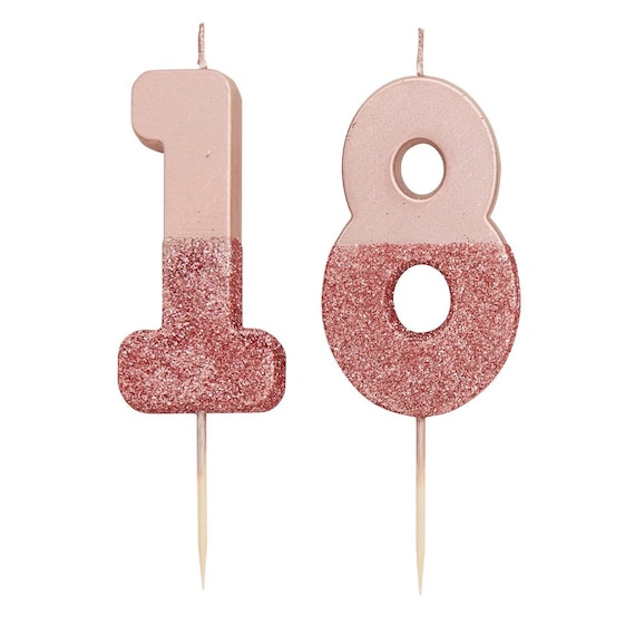 SAVITA 7cm Candele di Compleanno Numero, Candele Numeri Torta Rosa Glitterato Cake Topper Candele di Compleanno a Farfalla con Paillettes per Forniture per Feste di Anniversario (Numero 4
