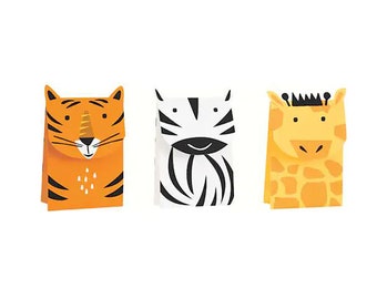 Jungle Party Favor Bags- Jungle Decor, Safari Party Centerpiece, Wild One , Party Animals Decor, Jungle Birthday, Safari Birthday