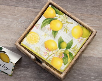 Fancy Lemon Party Napkins/ Lemon Bridal Shower Napkins / Lemon Napkins/ Lemonade Party Napkins