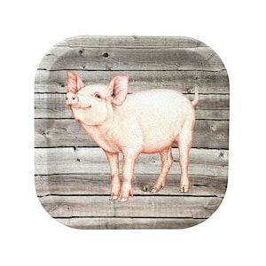 Pig Party Plates/ Farm Party Plates / Pig Plates / Barnyard Plates / Barnyard Birthday/ My First Rodeo Party