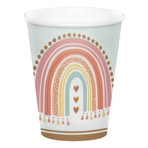 Boho Rainbow Cups- Rainbow Cups, Boho Baby Shower, Boho Rainbow Birthday, Watercolor Rainbow, Muted Rainbow Party, Rainbow Party