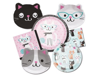 Pretty Kitty Birthday Party Plates/ Cat Birthday Party Plates/ Kitty Party Plates/ Cat Party