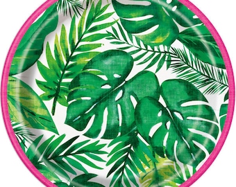 Lot 60 Assiettes Et Serviettes Tropicales Feuilles De Palmier – Vaisselle Jetable Hawaïenne Pour Fêtes Été