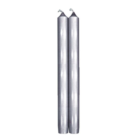 12 Inch Silver Metallic 12 Pack Tall Metallic Taper Candles Unscented Dinner Candle Paraffin Wax with Cotton Wicks Dripless