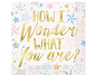 Twinkle Twinkle Little Star Baby Shower / Gender Reveal Party / Gender Reveal Decor / Gender Reveal Napkins