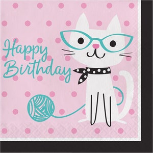 Pretty Kitty Birthday Party Napkins/ Cat Birthday Party Napkins/ Kitty Party Napkins/ Cat Party