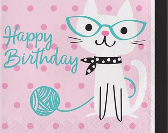 Pretty Kitty Birthday Party Napkins/ Cat Birthday Party Napkins/ Kitty Party Napkins/ Cat Party