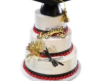 Jumbo Graduation Cap Cake Topper Kit, Diploma and "Graduate" Topper