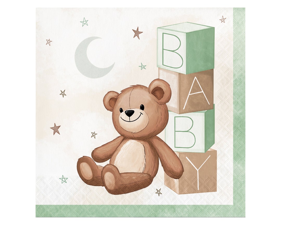 Teddy Bear Large Napkins We Can Bearly Wait Baby Shower Decorations