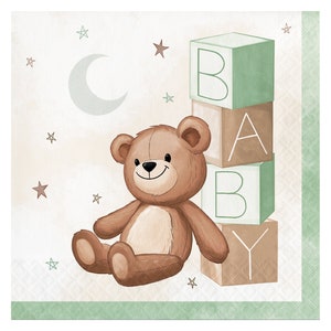 Teddy Bear Baby Shower Plates Napkins Tableware - We Can Bearly Wait Party Decorations Blue Teddy Bear Disposable Paper Plates Napkins