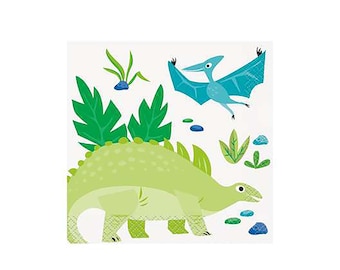 Servilletas para fiesta de dinosaurios: servilletas pequeñas de dinosaurios, servilletas de cumpleaños de dinosaurios, platos de dinosaurios, suministros para fiestas de dinosaurios