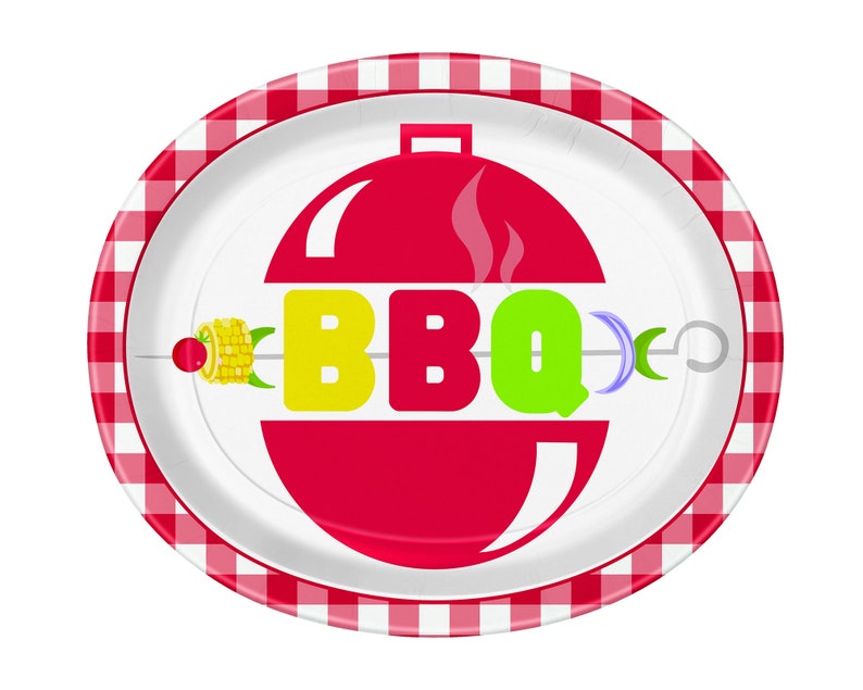 Large BBQ Party Plates Cook Out Plates Grill Out Plates Etsy
