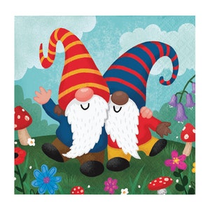 Enchanted Forest Napkins- Small Gnome Napkins, Woodland Napkins, Woodland Party, Gnome Birthday, Gnomes and Fairies