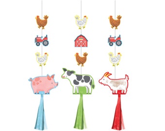 Farm Party Hanging Decor- Barnyard Party Decortaions, Farm Birthday, Farm Party Supplies, Barnyard Birthday, Farm Decorations