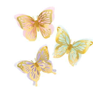 Butterfly Party Decorations- Butterfly Party Decor, Butterfly Baby Shower, Butterfly Birthday, Pastel Butterfly, Gold Butterfly
