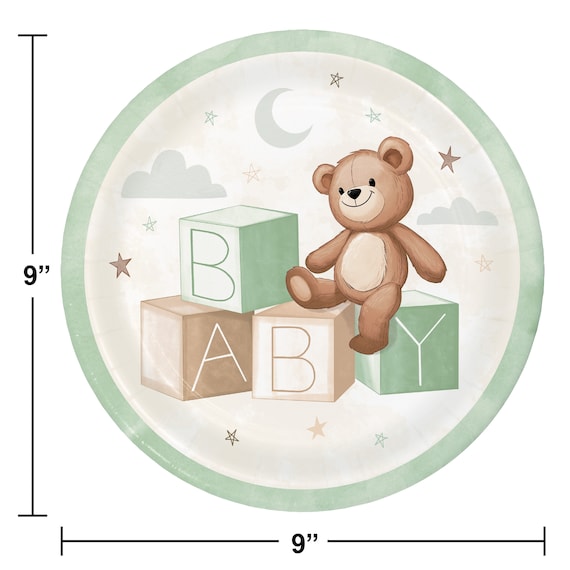 Teddy Bear Party Large Plates- We Can Bearly Wait Baby Shower