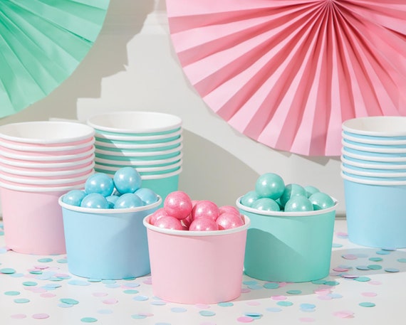 Ice Cream Cups With Dome Lids, Pink Ice Cream Party Cups 6oz