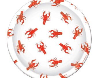 Crawfish Boil Themed Party Plates/Crawfish Boil Large Party Plates/Crawfish Themed Plates 8pk