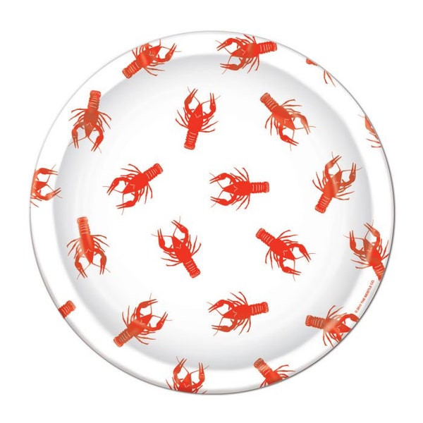 Crawfish Boil Themed Party Plates/Crawfish Boil Large Party Plates/Crawfish Themed Plates 8pk