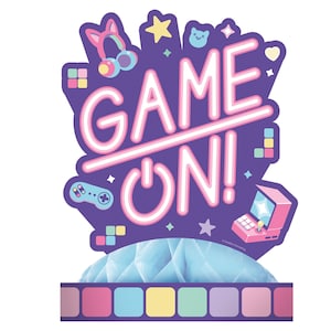 女の子向けゲーマーセンターピース - ピンクのゲームオンセンターピース、ビデオゲームの誕生日、ゲーマーの誕生日デコレーション、ゲーム誕生日パーティー
