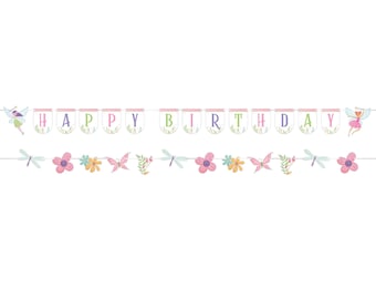 Fairy Birthday Banner- Fairy Birthday Hanging Decor, Fairy First Birthday, Fairy Party Decorations, Fairy Birthday Party, Woodland Fairy